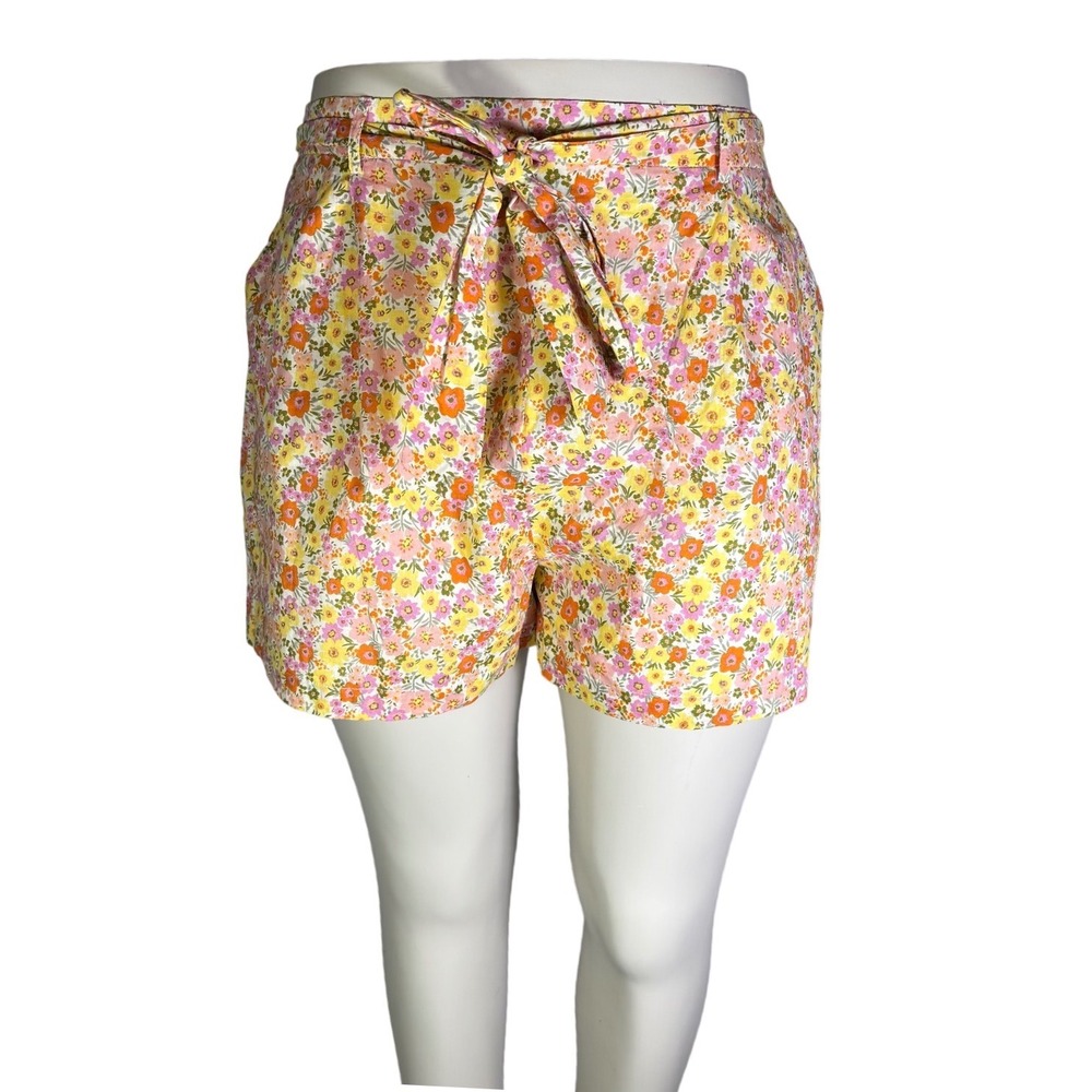 NWT Lost + Wander Sun Dance Shorts Pink Floral High Waist Belted WPWB04052X-1 2X
